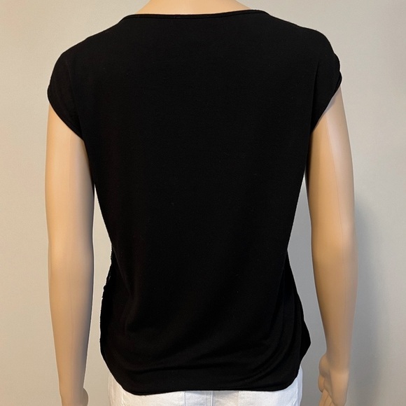 Vince Camuto Lace & Sequin Front Sleeveless T-shirt Top Black - Picture 9 of 12